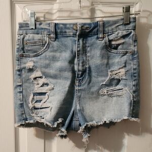 American Eagle Shorts - Outfitters Light Blue High Waist Denim Shorts - 4